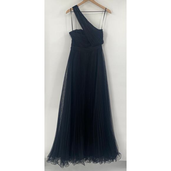 ASOS Tulle Draped One Shoulder Gown Wired Hem Maxi Dress Black NEW Womens 6 Tall - Picture 5 of 8
